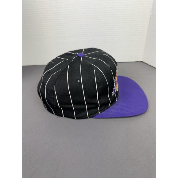 Vintage 90s Starter Los Angeles Lakers NBA Pin Stripe Snapback Hat Cap Promo Art - Picture 4 of 6